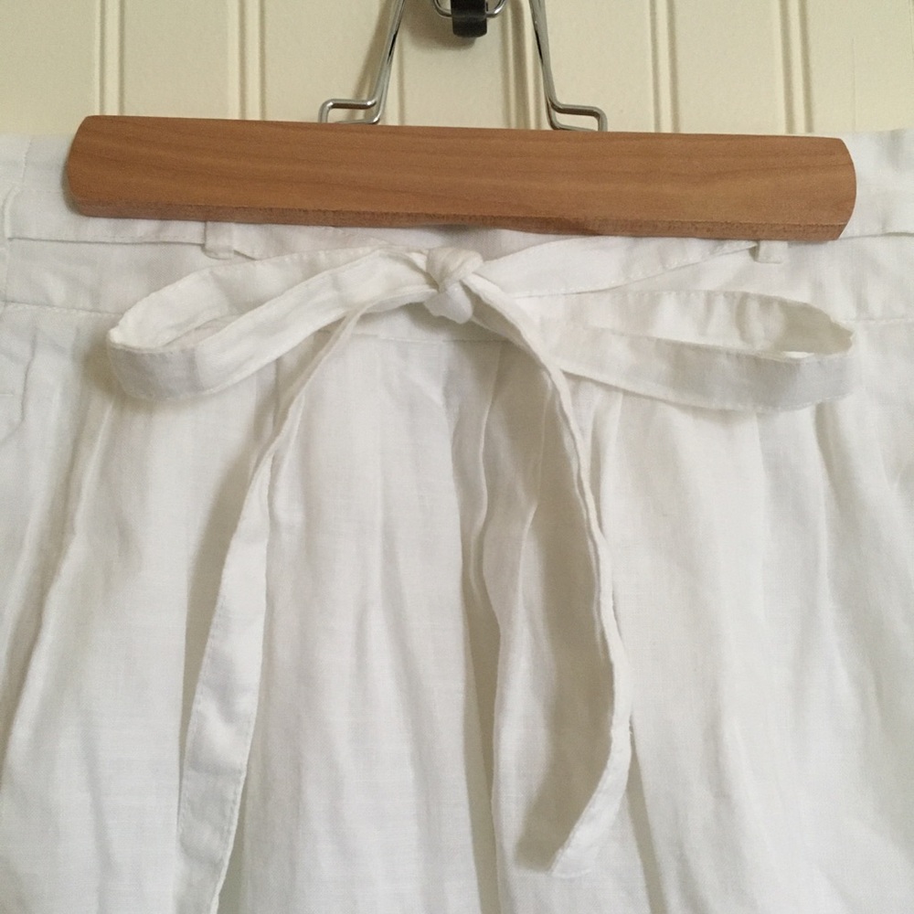 Ines de La Fressange x Uniqlo white bow tie linen cotton skirt size XXS EUC - Picture 3 of 10